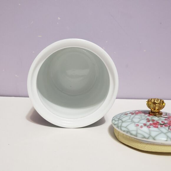 Asian Porcelain Ceramic Tea Bag / Trinket Canister Home Decor 5"×3.5" - Picture 7 of 10